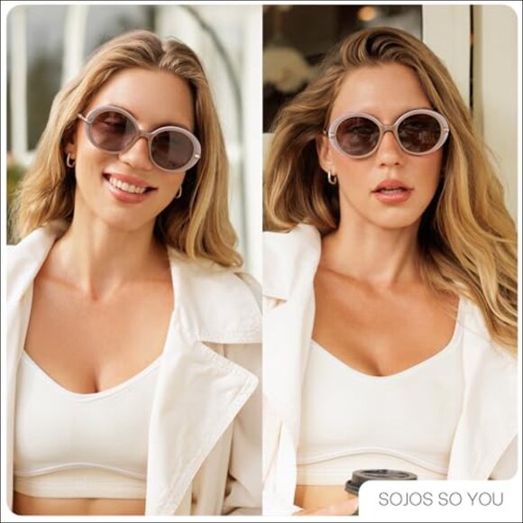 Oversized Round Sunglasses with Polarized Lenses Acetate Frame main image 5
